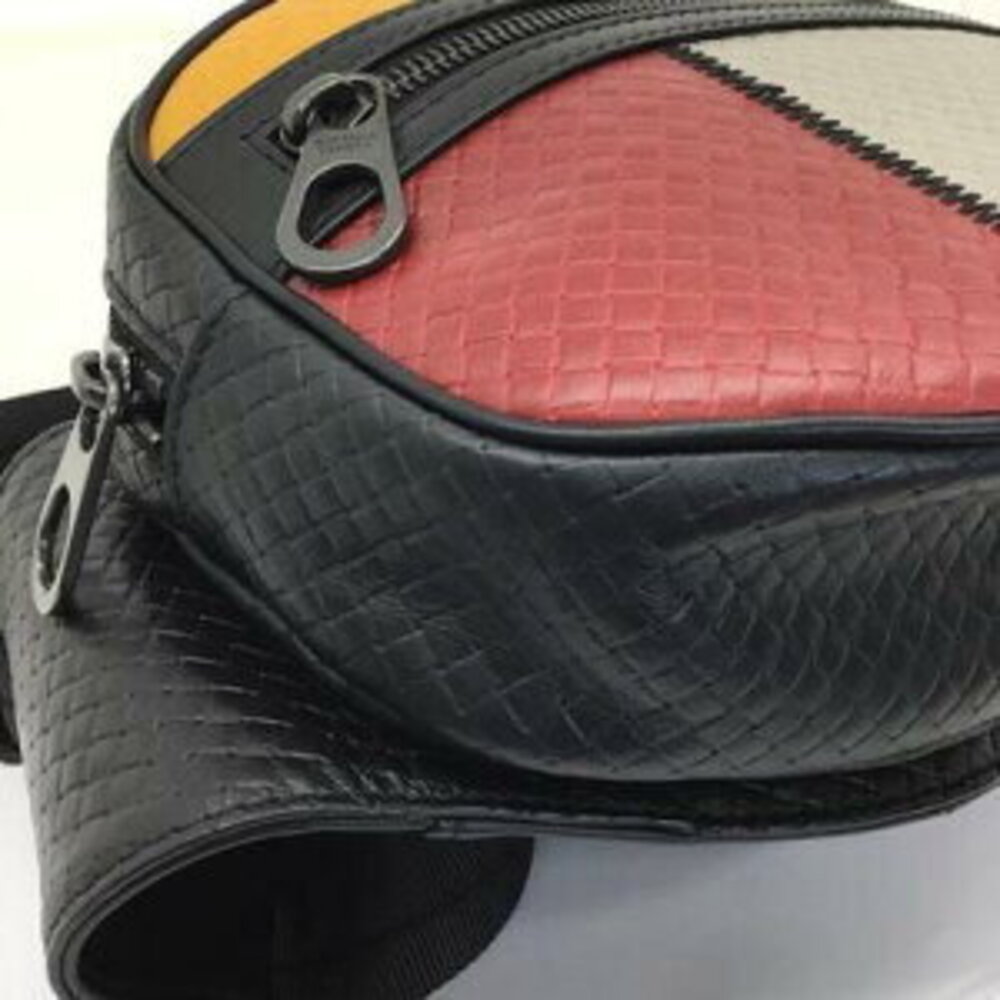 BOTTEGA VENETA Body Belt Crossbody Bag Two Tone Leather Black - Picture 10 of 13